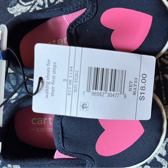 Carter's Navy and Pink Heart Sneakers - Picture 2 of 2